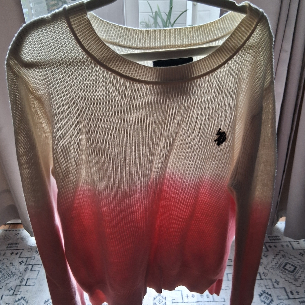U.S. Polo Assn. Cream and Pink Ombre Sweater